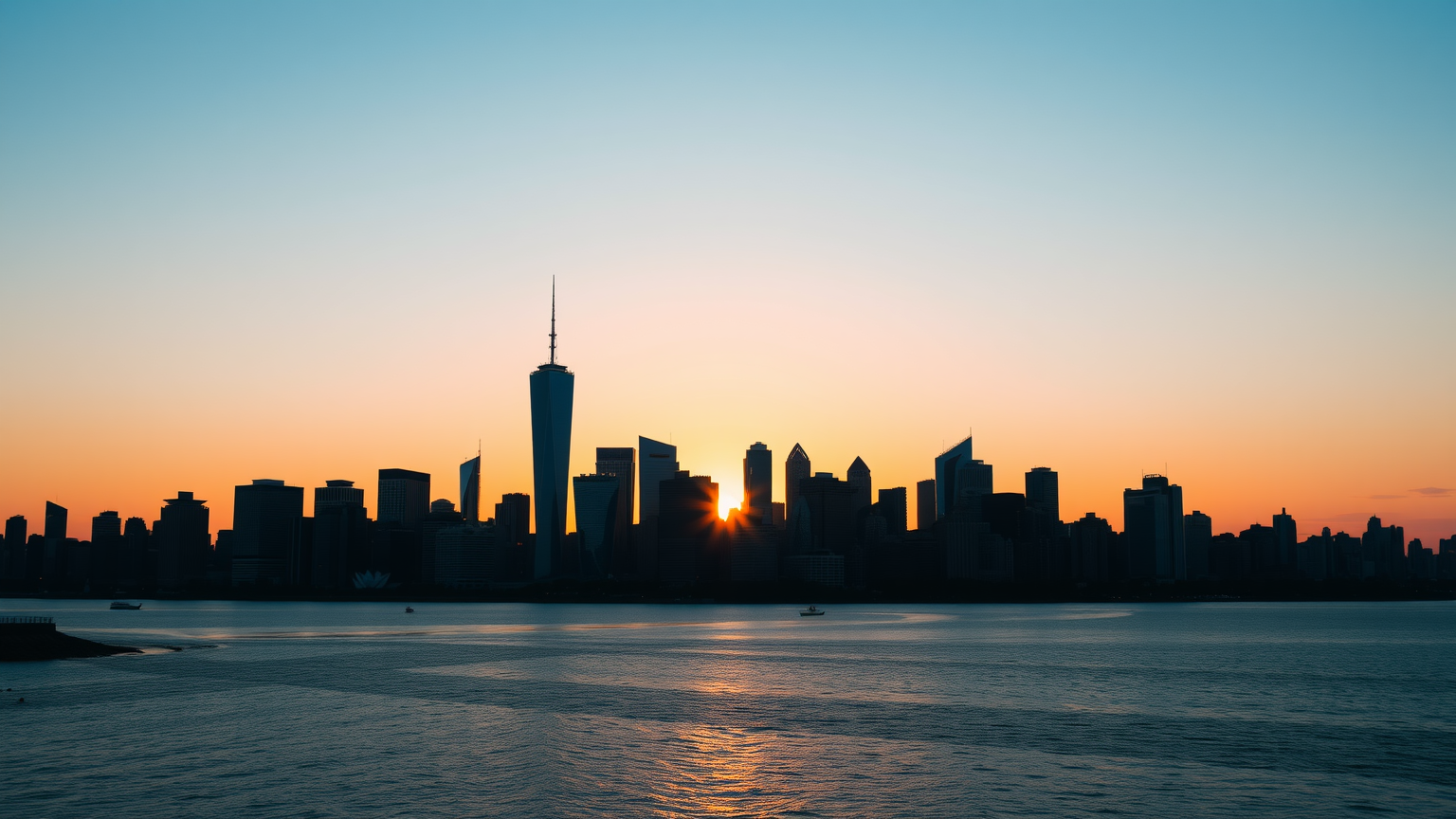 Stadtpanorama bei Sonnenuntergang