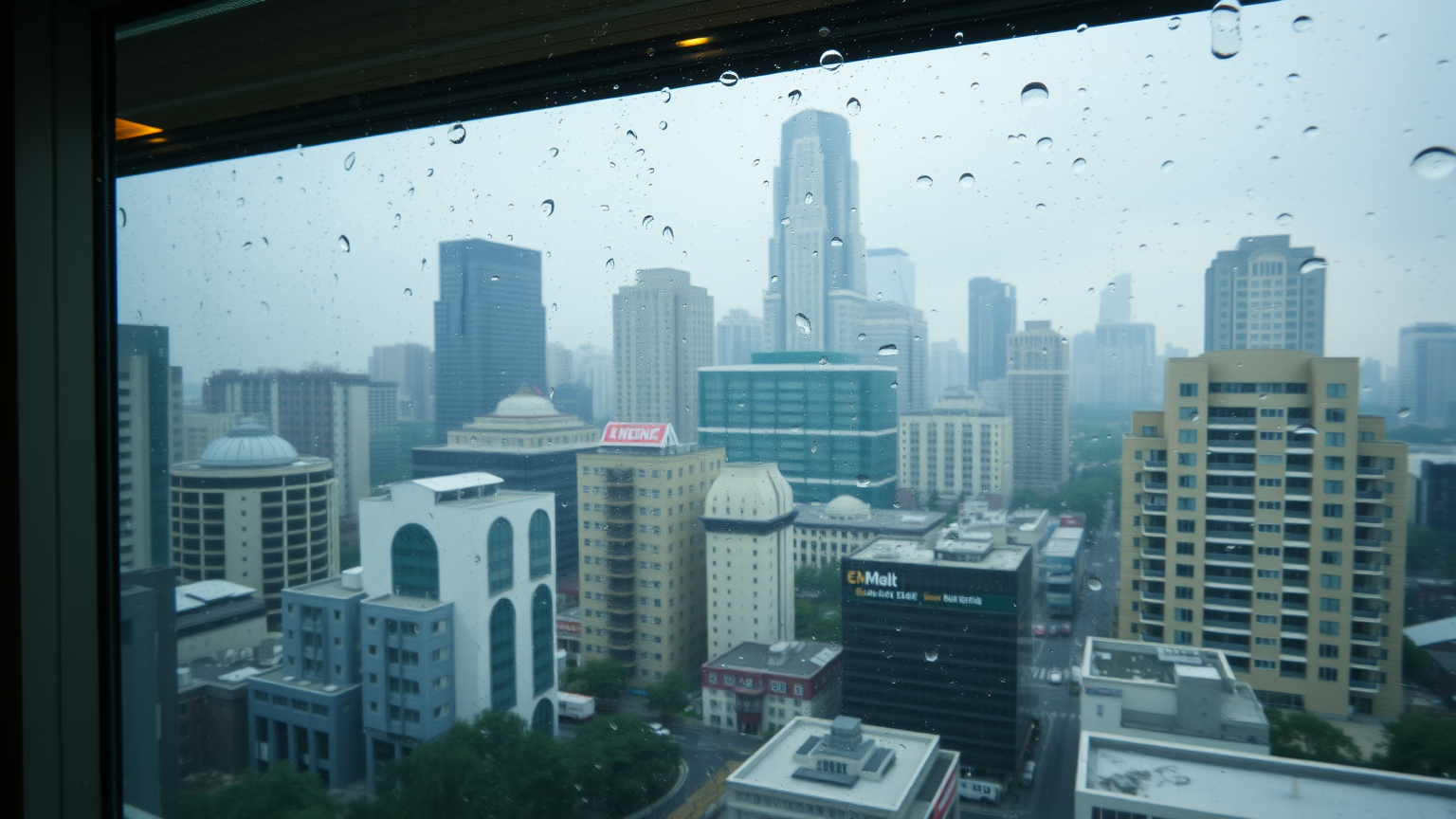 Finanzviertel bei Regen