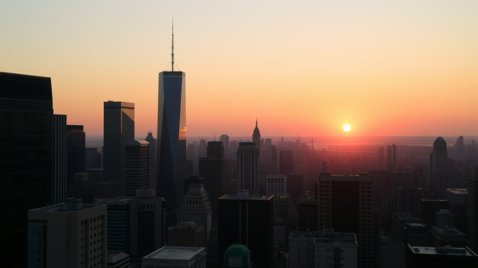 Sonnenuntergang über Finanzbezirk.