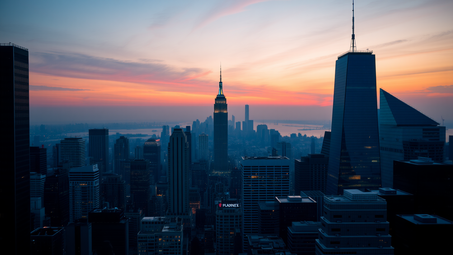 Stadt-Skyline bei Sonnenaufgang