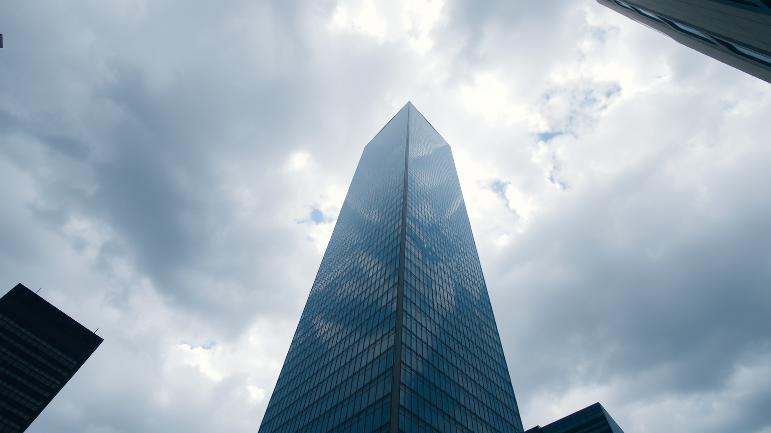 Finanzviertel-Wolkenkratzer im bewölkten Himmel