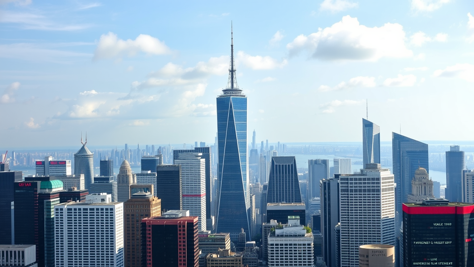 Skyline einer Metropole mit Börsentickern